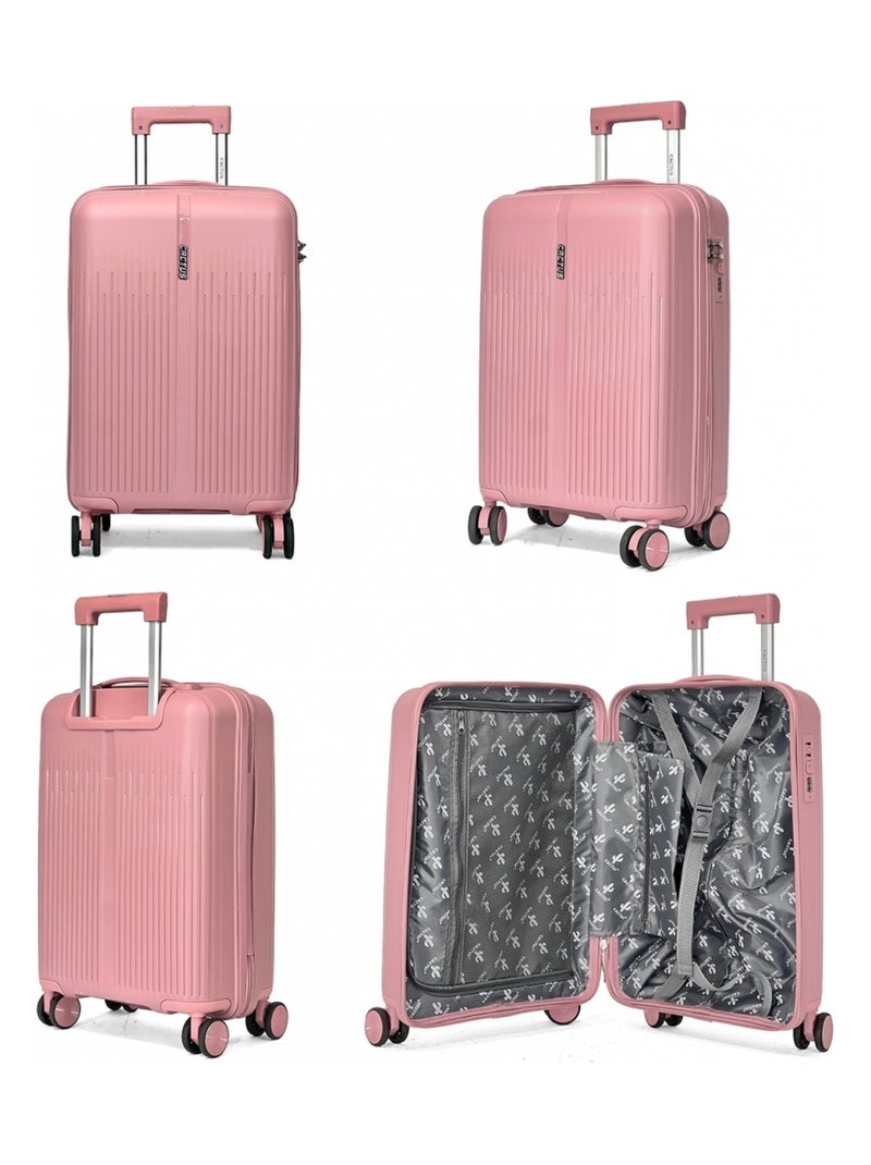 Lot de 3 valises rigides dont une valise cabine TSA Rose - Kiabi