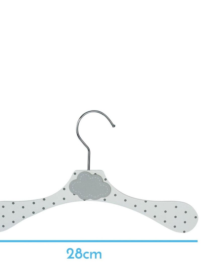 Lot de 30 cintres en bois pour bébé, enfant avec crochet pivotant - Monsieur Bébé Blanc Gris - Kiabi