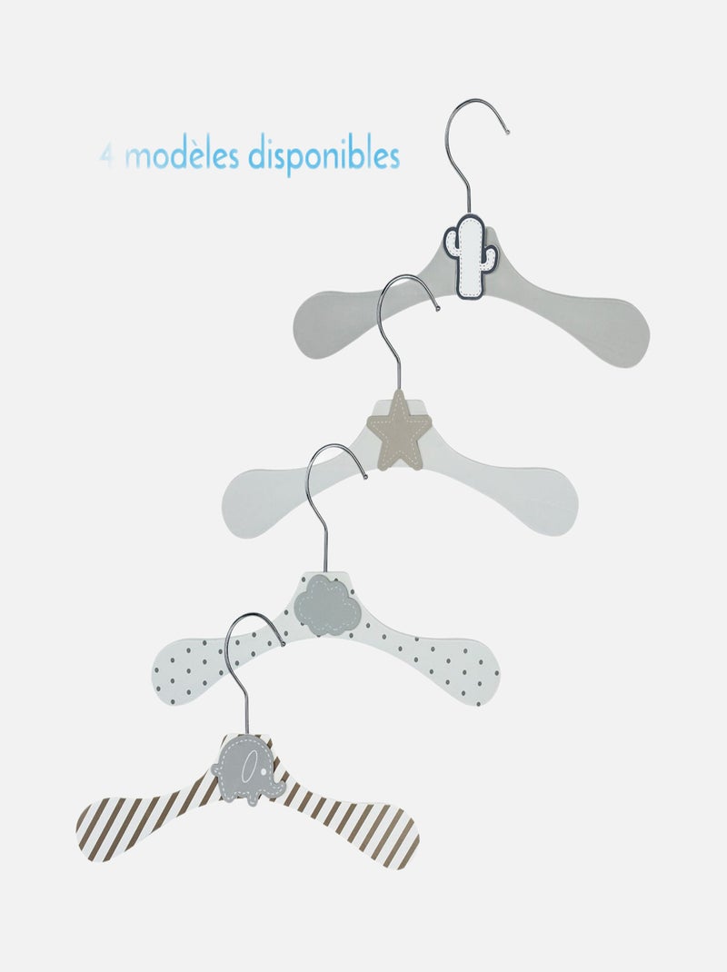 Lot de 30 cintres en bois pour bébé, enfant avec crochet pivotant - Monsieur Bébé Blanc Gris - Kiabi