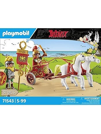 Lot de 31 figurines - Char romain et chevaux - PLAYMOBIL Astérix
