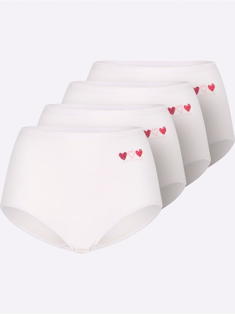 Lot de 4  - Culotte Taille Haute Jersey Fin - Taille Standard - Witt Blanc - Kiabi
