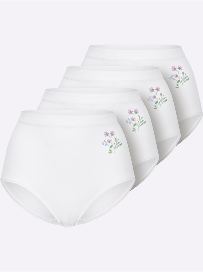 Lot de 4  - Culotte Taille Haute Jersey Fin - Taille Standard - Witt Blanc - Kiabi