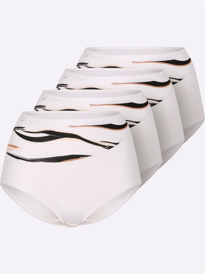 Lot de 4  - Culotte Taille Haute Jersey Fin - Taille Standard - Witt Blanc - Kiabi