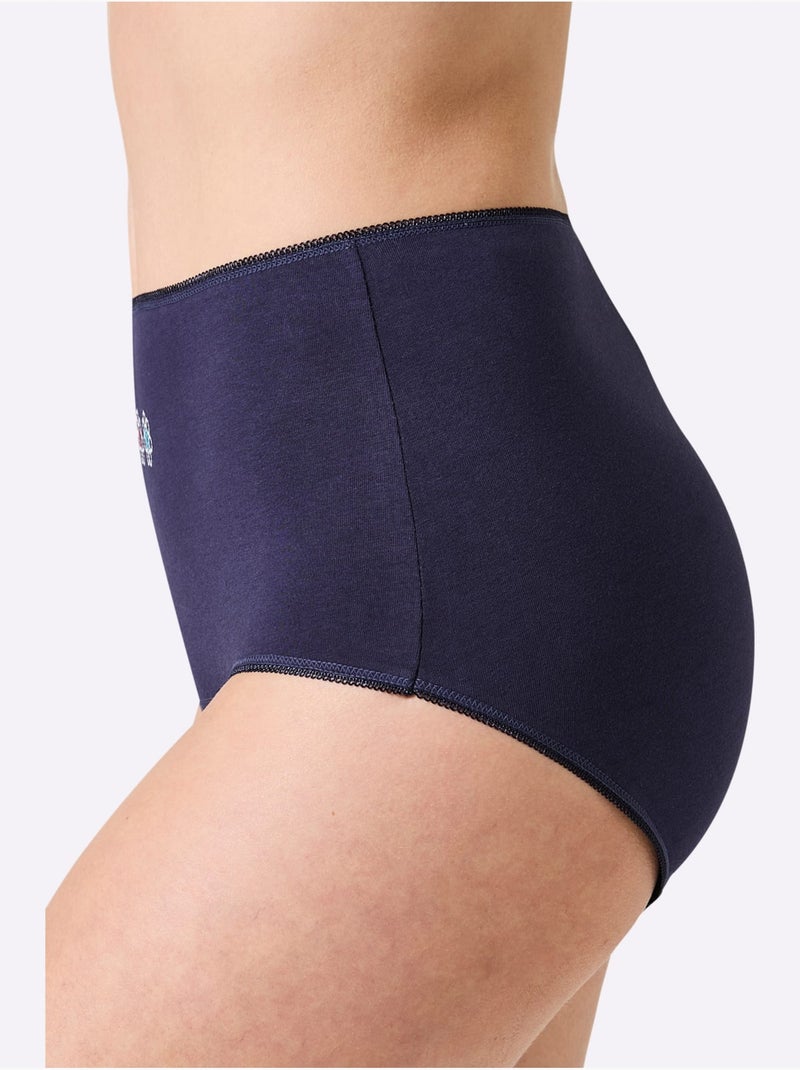 Lot de 4  - Culotte Taille Haute Jersey Fin - Taille Standard - Witt Bleu marine - Kiabi