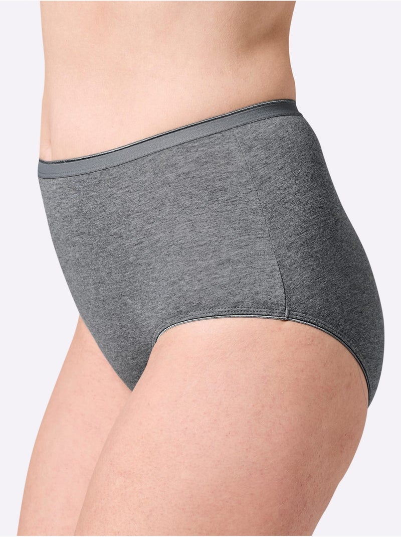 Lot de 4  - Culotte Taille Haute Jersey Fin - Taille Standard - Witt gris anthracite - Kiabi