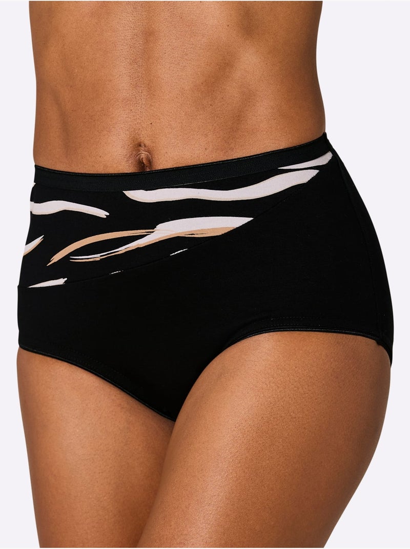 Lot de 4  - Culotte Taille Haute Jersey Fin - Taille Standard - Witt Noir - Kiabi