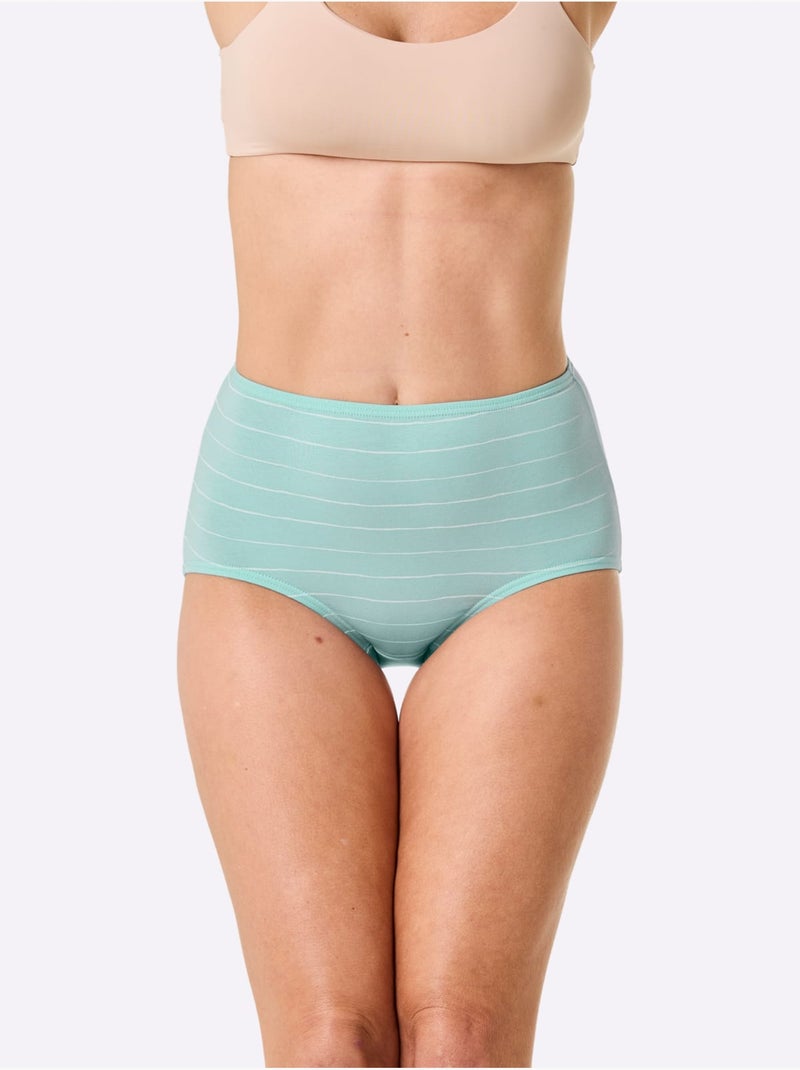 Lot de 4  - Culotte Taille Haute Jersey Fin - Taille Standard - Witt Rose/Bleu/Vert - Kiabi