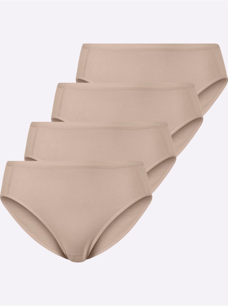 Lot de 4  - Panties Jersey Fin - Taille Standard - Witt Marron clair - Kiabi