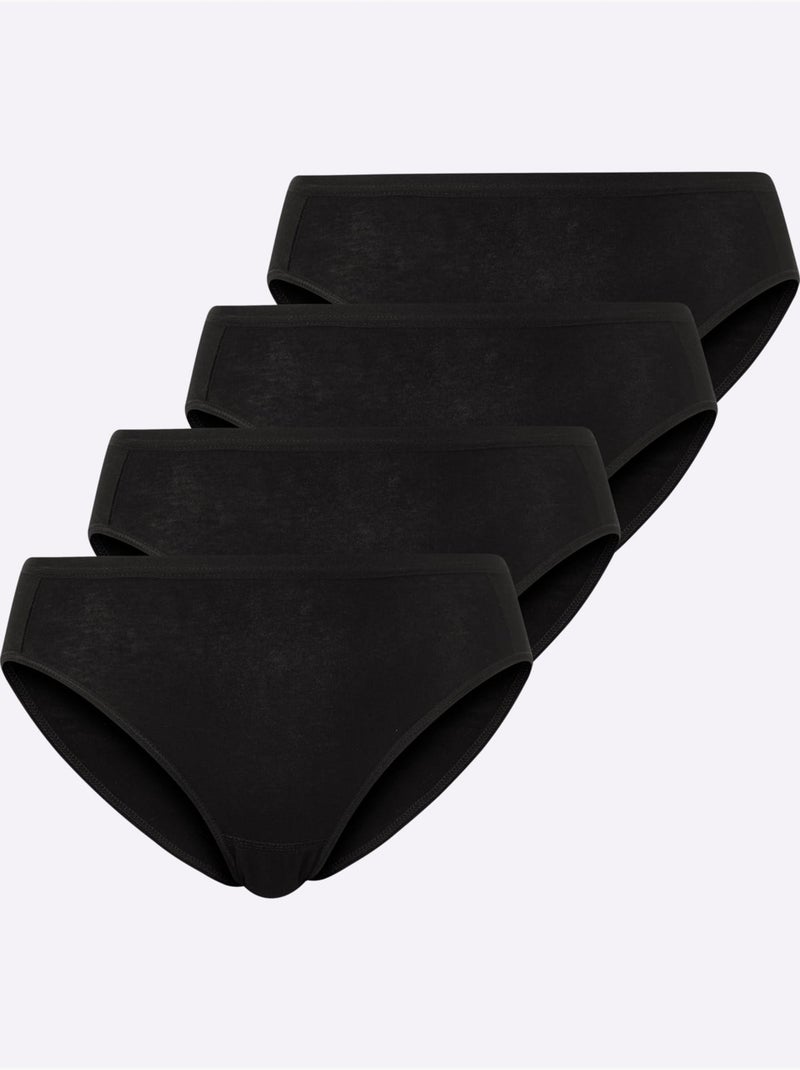 Lot de 4  - Panties Jersey Fin - Taille Standard - Witt Noir - Kiabi