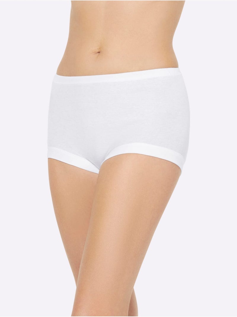 Lot de 4  - Slip Taille Haute Côtes Fines - Taille Standard - Witt Blanc - Kiabi