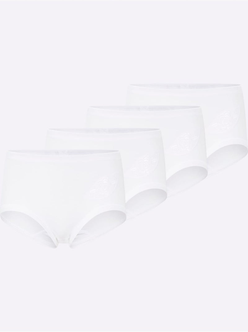 Lot de 4  - Slip Taille Haute Côtes Fines - Taille Standard - Witt Blanc - Kiabi