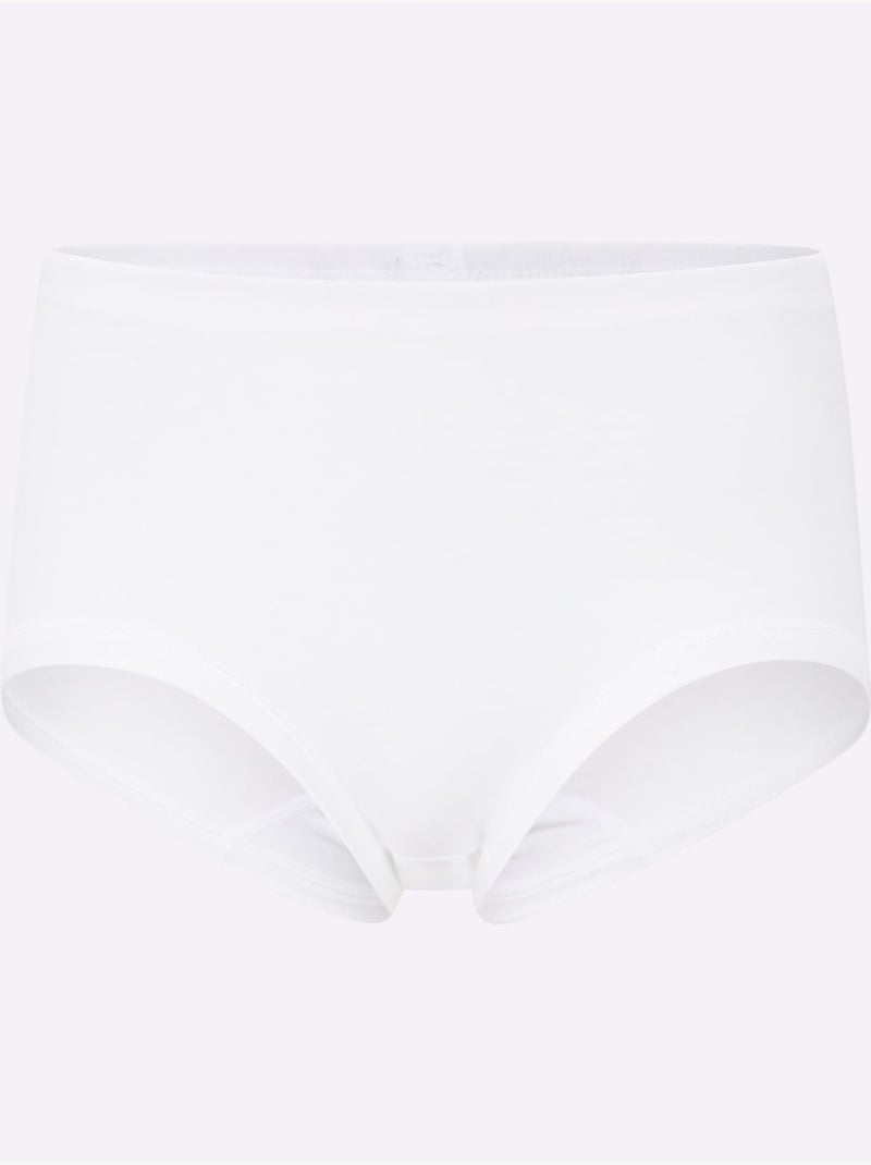 Lot de 4  - Slip Taille Haute Côtes Fines - Taille Standard - Witt Blanc - Kiabi