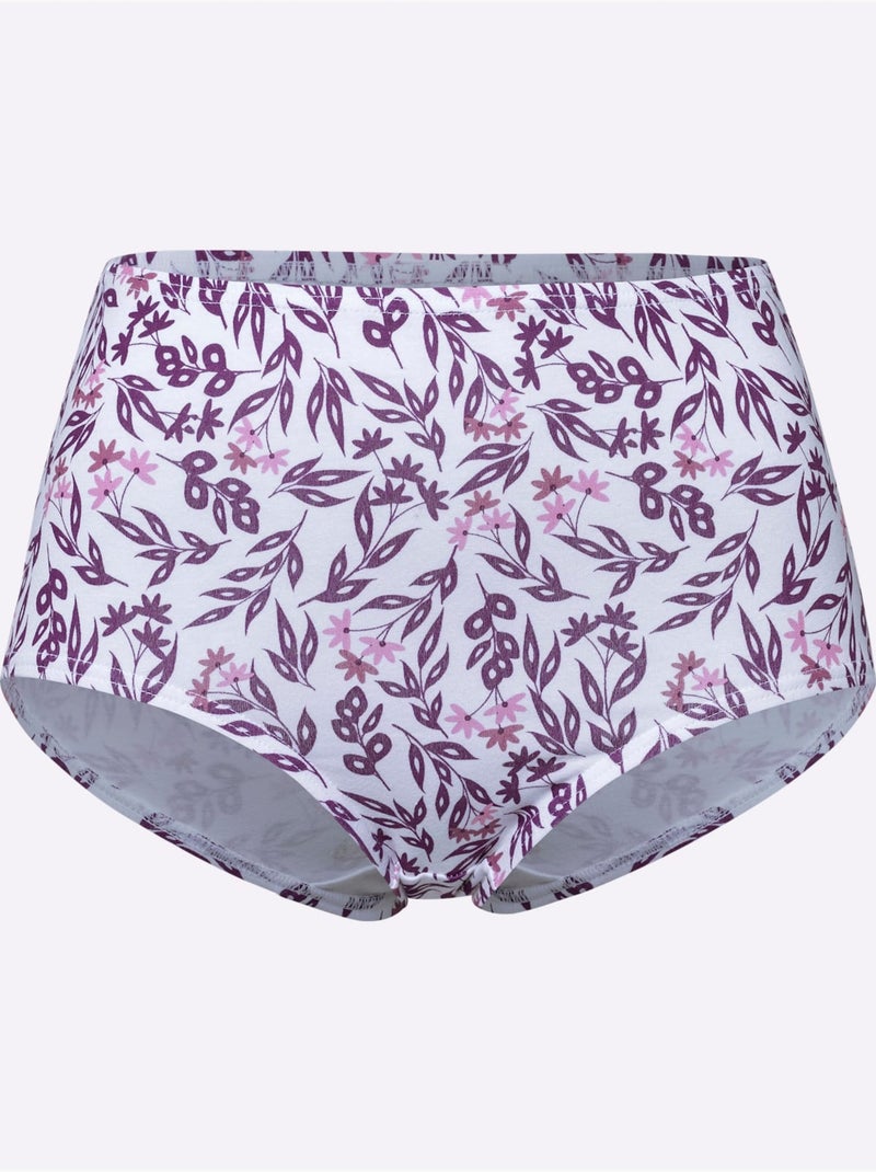 Lot de 4  - Slip Taille Haute élasthanne - Taille Standard - Moda Vilona Prune - Kiabi