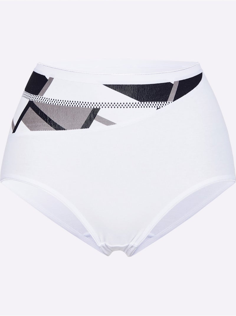 Lot de 4  - Slip Taille Haute Jersey Fin - Taille Standard - Witt Blanc - Kiabi
