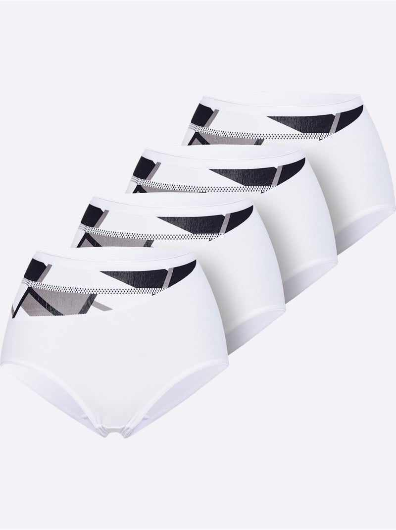 Lot de 4  - Slip Taille Haute Jersey Fin - Taille Standard - Witt Blanc - Kiabi