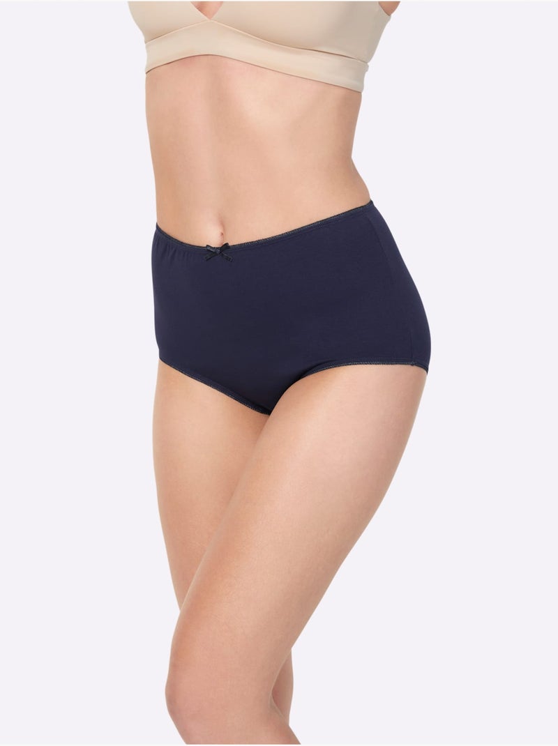 Lot de 4  - Slip Taille Haute Jersey Fin - Taille Standard - Witt Noir Bleu - Kiabi