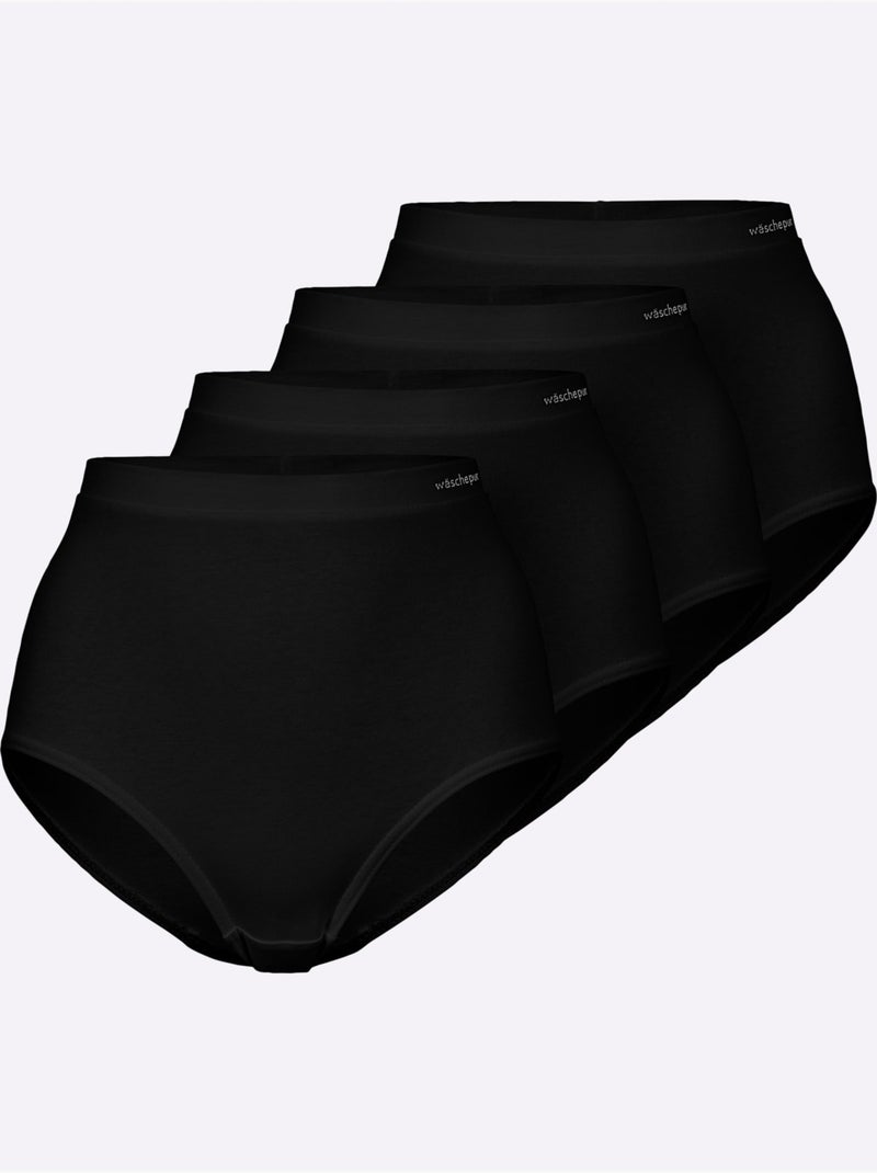 Lot de 4  - Slip Taille Haute Jersey Fin - Taille Standard - Witt Noir - Kiabi