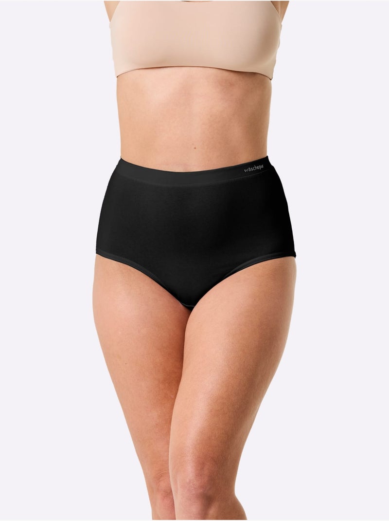 Lot de 4  - Slip Taille Haute Jersey Fin - Taille Standard - Witt Noir - Kiabi