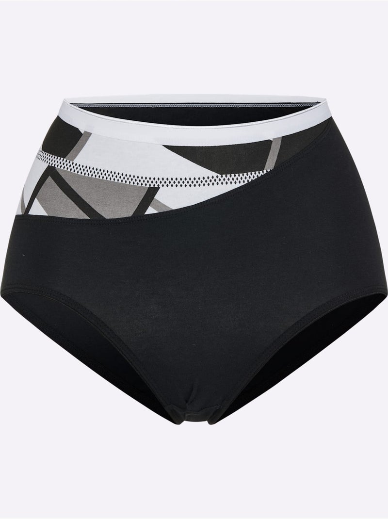 Lot de 4  - Slip Taille Haute Jersey Fin - Taille Standard - Witt Noir - Kiabi