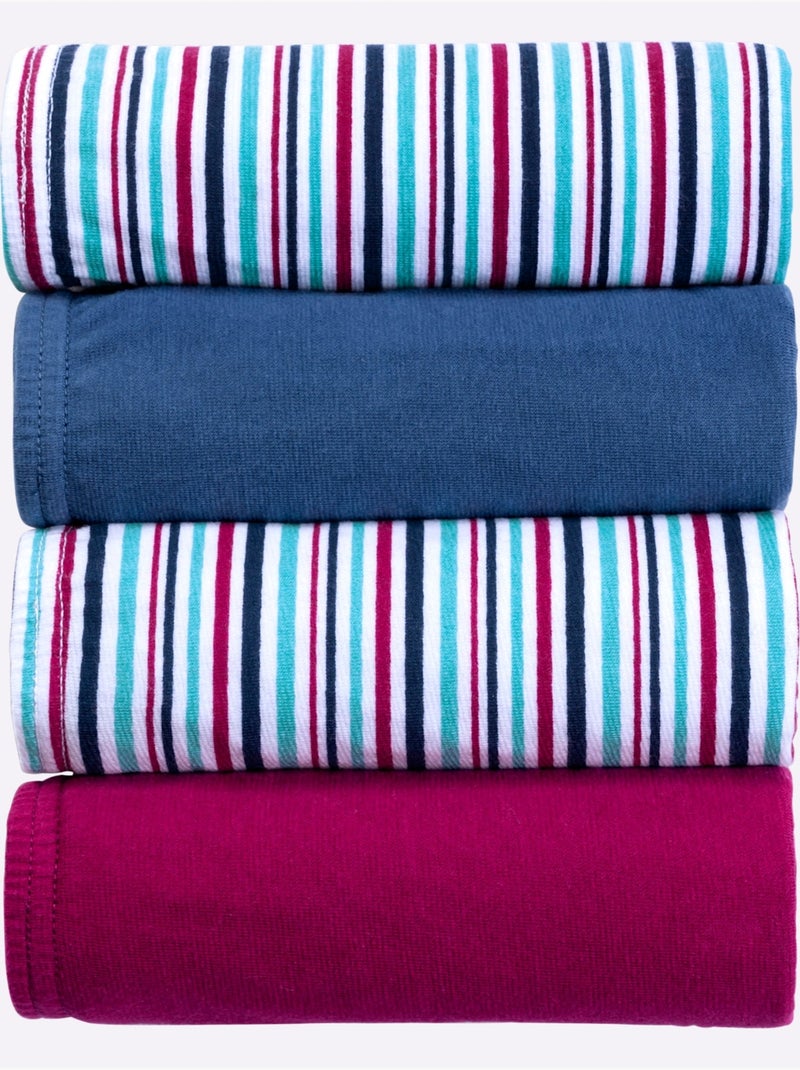 Lot de 4  - Slip Taille Haute Lot De 4 - Taille Standard - Moda Vilona Bleu Mauve - Kiabi