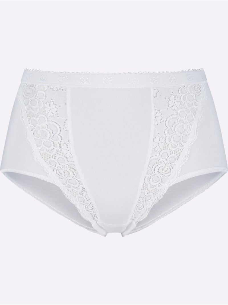 Lot de 4  - Slip Taille Haute Qualité Coton - Taille Standard - Witt Blanc - Kiabi
