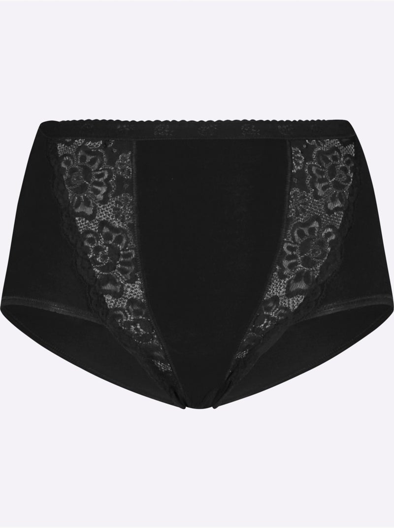 Lot de 4  - Slip Taille Haute Qualité Coton - Taille Standard - Witt Noir - Kiabi