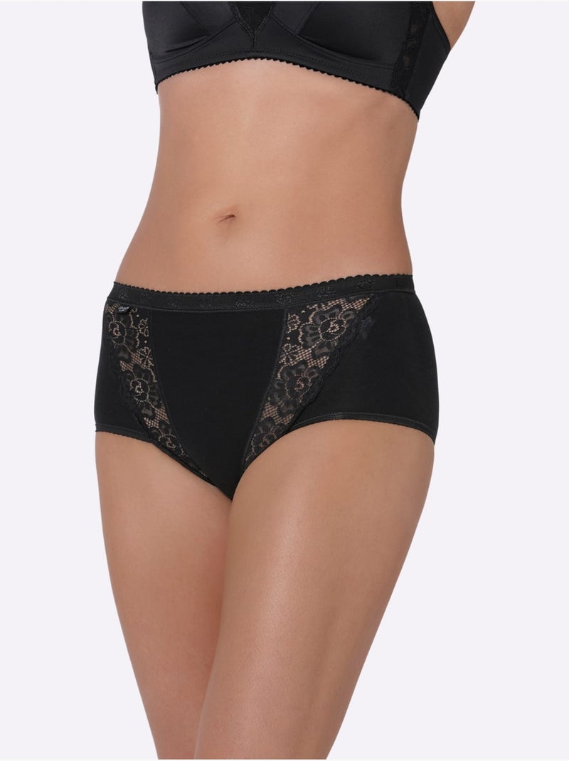 Lot de 4  - Slip Taille Haute Qualité Coton - Taille Standard - Witt Noir - Kiabi