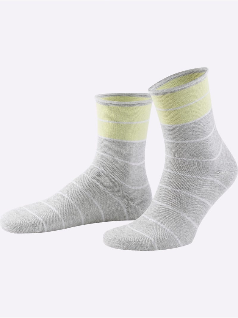 Lot de 4  - Socquettes Pour Dames Qualité Coton - Taille Standard - Witt Multicolore - Kiabi