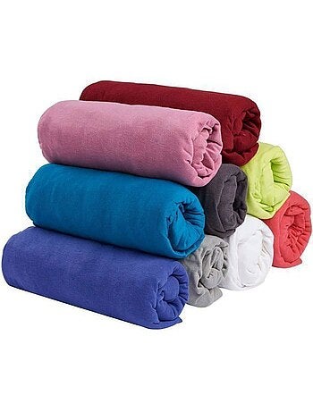 Lot de 4 -draps housses 140 x 190cm - polycoton - 57 fils - couleur aléatoire - - bonnets 20/25 cm