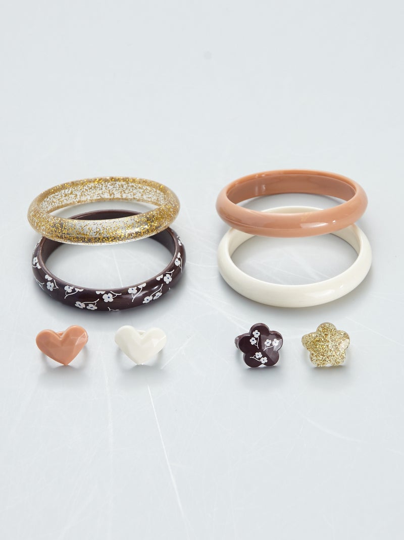 Lot de 4 bagues et 4 bracelets multicolore - Kiabi