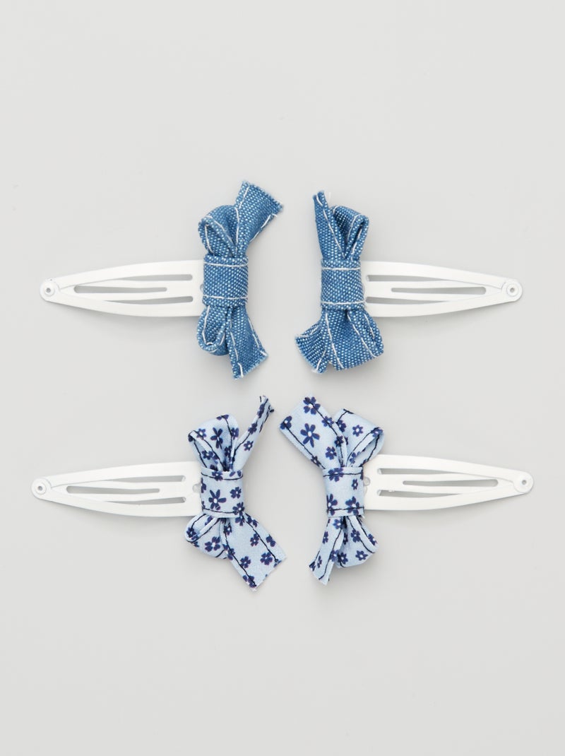Lot de 4 barrettes en denim bleu - Kiabi
