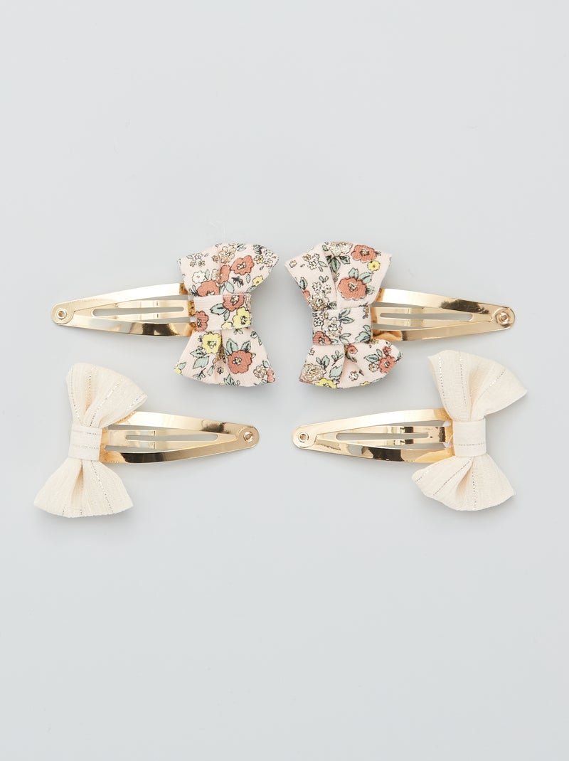 Lot de 4 barrettes en denim rose - Kiabi