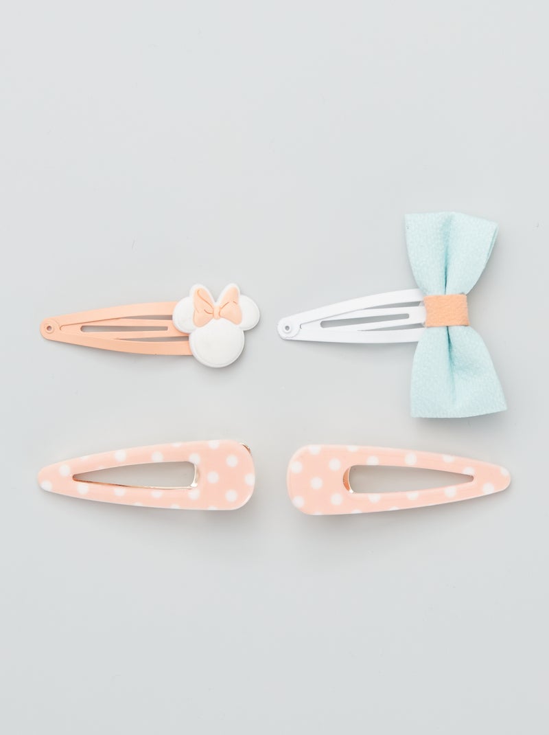 Lot de 4 barrettes 'Minnie' Rose/vert - Kiabi