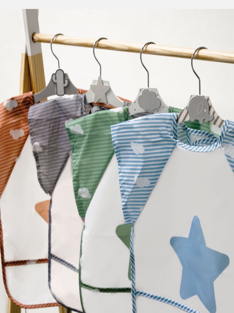 Lot de 4 bavoirs pour bébé imperméables - Manches courtes - Monsieur Bébé Multicolore - Kiabi