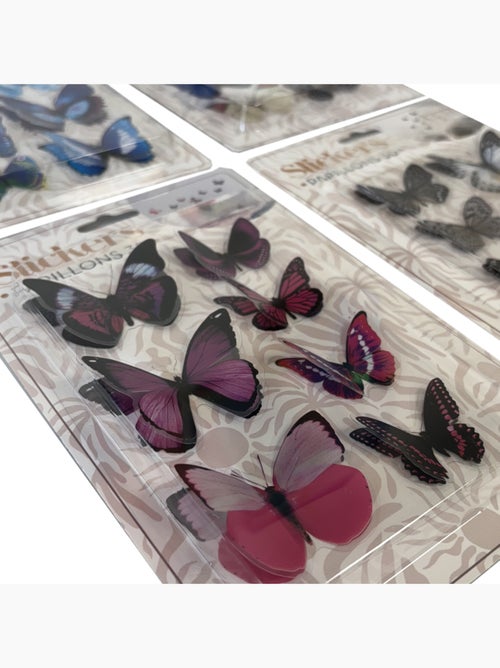 Lot de 4 blisters de stickers papillons 3D - Kiabi