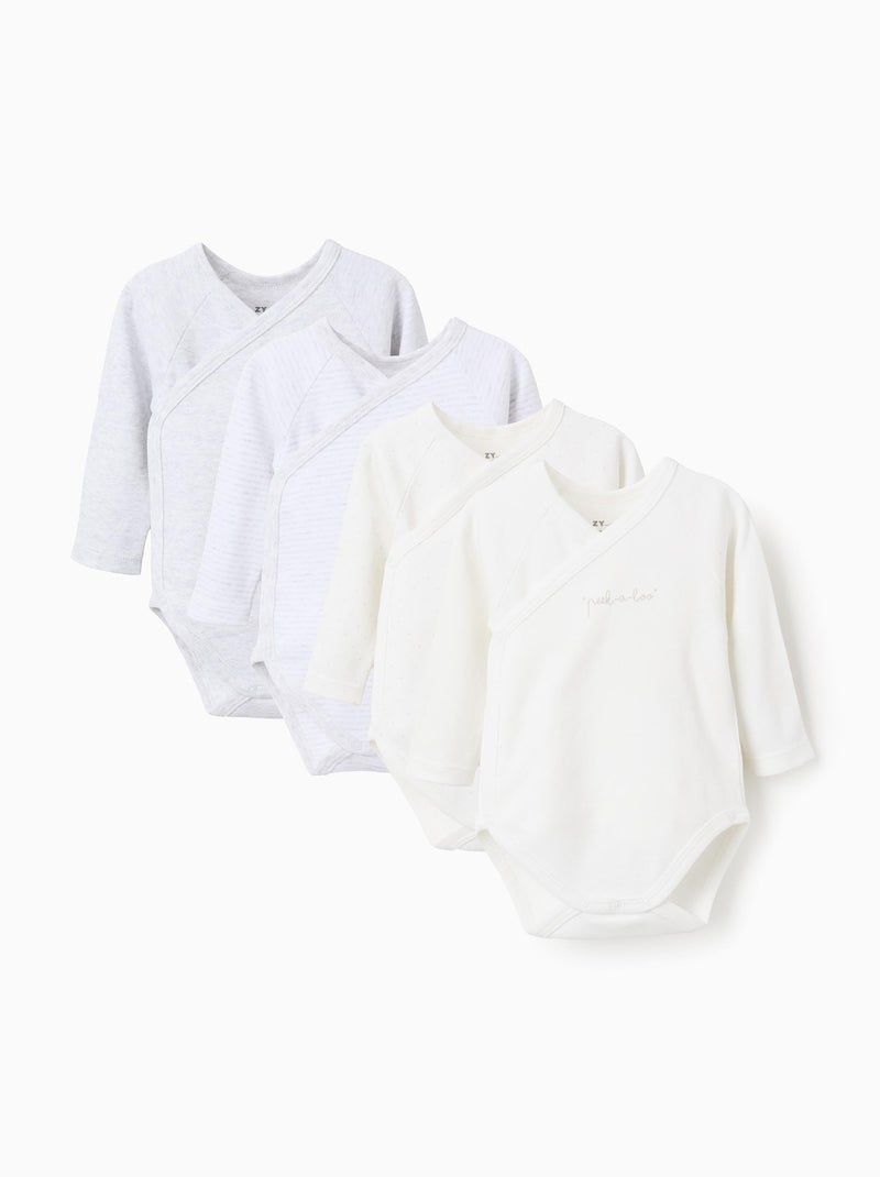 Lot de 4 Bodies Croisés Blanc Gris - Kiabi