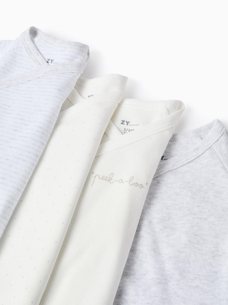 Lot de 4 Bodies Croisés Blanc Gris - Kiabi