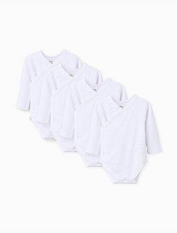 Lot de 4 bodies croisés en coton peigné
