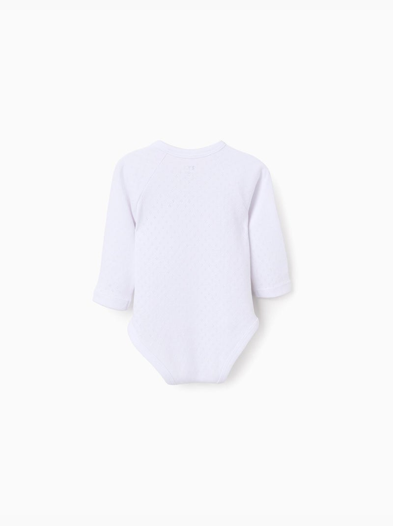 Lot de 4 bodies croisés en coton peigné Blanc - Kiabi