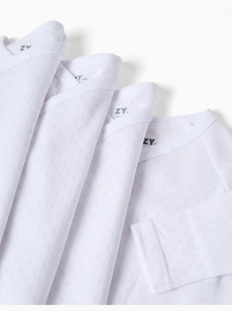 Lot de 4 bodies croisés en coton peigné Blanc - Kiabi