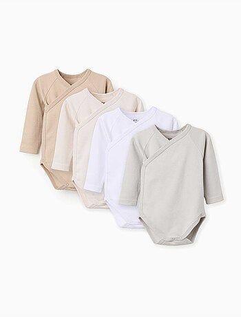 Lot de 4 bodies croisés en coton peigné