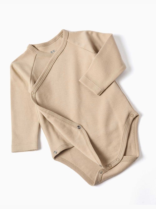 Lot de 4 bodies croisés en coton peigné - Kiabi