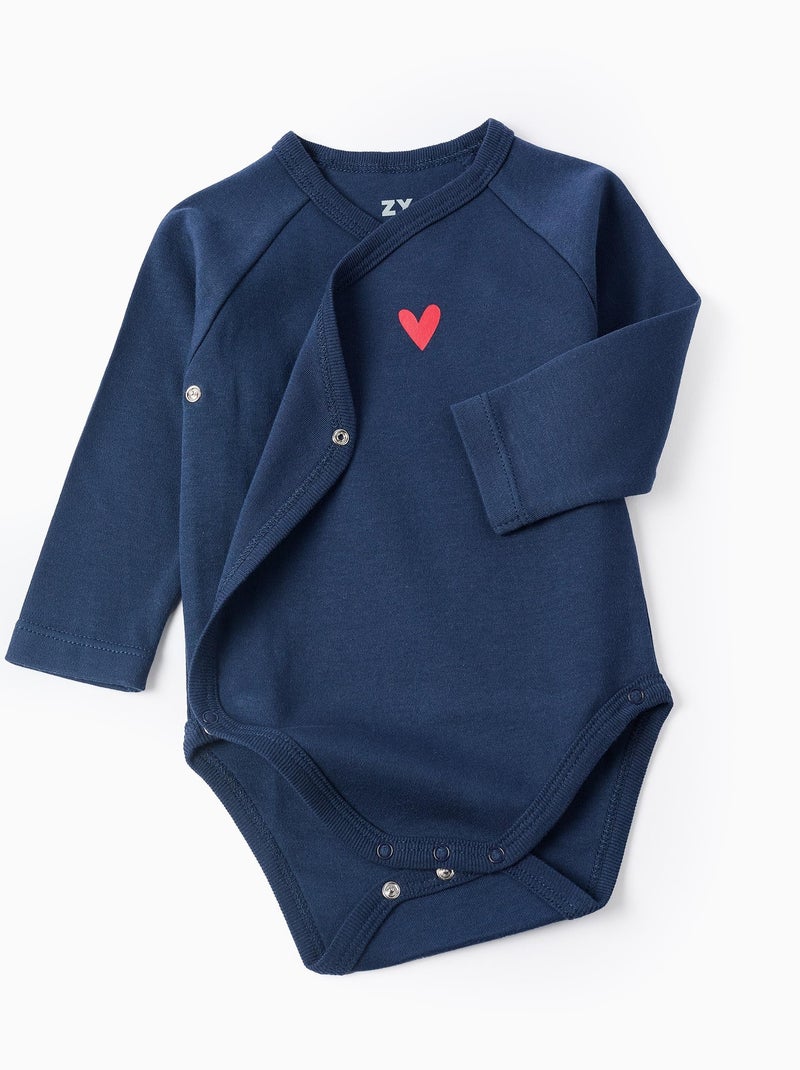 Lot de 4 Bodies Croisés Hearts Bleu Blanc - Kiabi