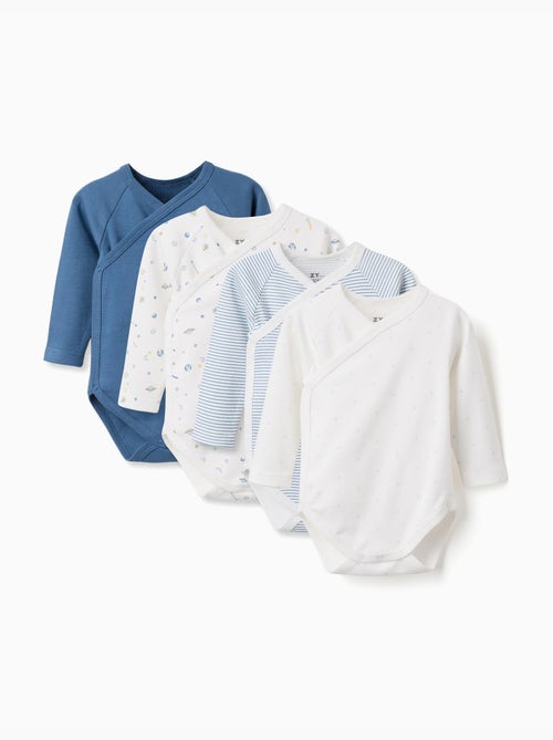 Lot de 4 bodies croisés unis/imprimés - Kiabi