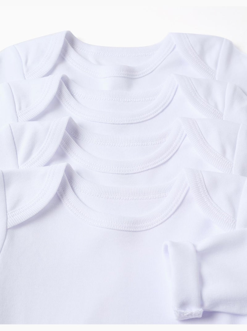 Lot de 4 bodies en coton à emmanchures US Blanc - Kiabi