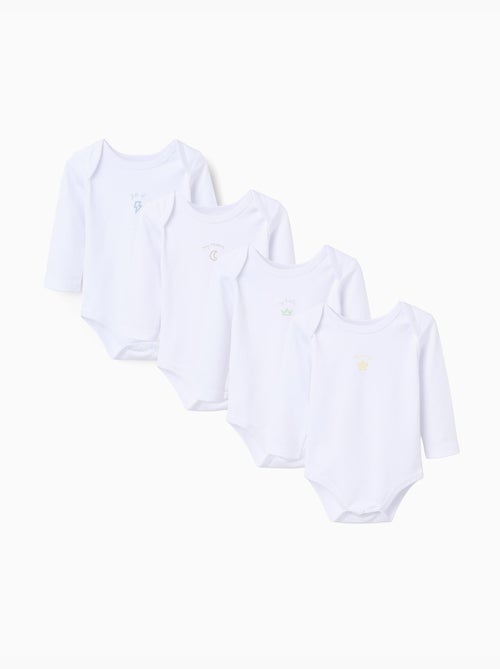 Lot de 4 bodies en coton avec imprimé - Kiabi