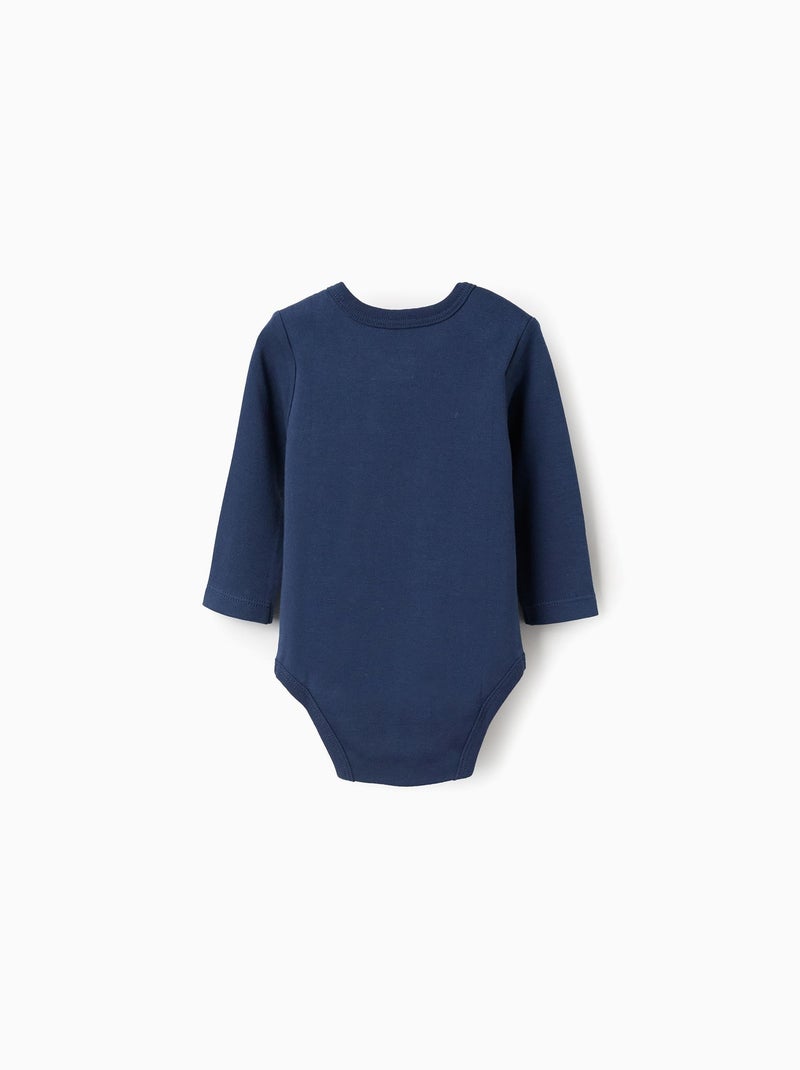 Lot de 4 Bodies en Coton Blanc Bleu - Kiabi