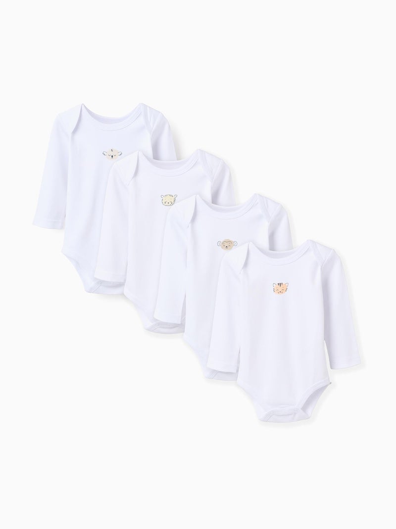 Lot de 4 Bodies en Coton Blanc - Kiabi