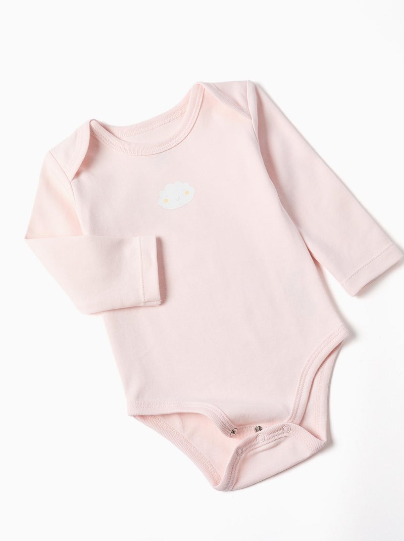 Lot de 4 Bodies en Coton Blanc Rose - Kiabi