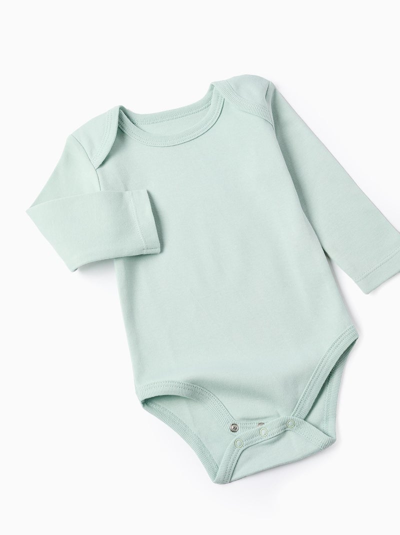 Lot de 4 Bodies en Coton Blanc Vert - Kiabi